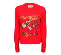 Xact Women’s Sequin Christmas Jumper - Festive Knitwear with Sparkling Designs - Ladies Crew Neck Acrylic Jumper for Xmas Day (Elf - Green) 10