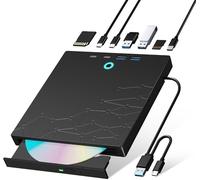 Xadioei External CD/DVD Drive for Laptop, DVD Burner CD Reader for Laptop, 8 in 1 USB 3.0 Portable CD Player with SD/TF Ports, External Drive Optical for MacBook Windows 11 10 PC Linux OS
