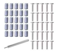 Xadnitu 25 Packs 1/4"-20 x 1-1/4" Hurricane Combo Sidewalk Bolt Kits, Phillips Slotted Bolts with Concrete Anchors and Set Tool, for Shutter, Masonry, Hurricane Hardware