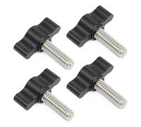 Xadnitu 4 Pieces 1/4"-20 x 3/4" Thread Thumb Screw, Stainless Steel Standard/Coarse Thread with Black Adjustable Tee Wing Aluminum Knob to Remove Replace Hand Clamping Tightening Knob Power Supply