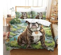 XAEPANENW 3 Pcs Quilt Cover 3D Printed Staffordshire Bull Terrier Bedding Set Pillowcases Hidden Zipper Microfiber Cosy for Teens And Adults Super King(260x220cm)