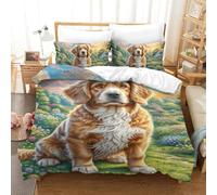 XAEPANENW 3 Pieces Duvet Cover 3D Printed English Springer Spaniel Bedding Set Pillowcases Stylish Breathable for Teens And Adults Single(140x200cm)