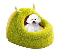Xafrstyu Calming Pet Bed for Cats and Dogs, Cozy Green Nest with Hooded Roof, Fluffy Anti-Anxiety Cave Bed, Soft Plush Comfort (XL)