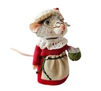 Xafrstyu Christmas Needle Felted Mouse, Adorable Handmade Wool Felt Mouse Ornament, Unique Felt Mice Figurine for Festive Holiday Decor, Needle Felted Christmas Mouse Doll Decoration (D)