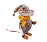 Xafrstyu Christmas Needle Felted Mouse, Adorable Handmade Wool Felt Mouse Ornament, Unique Felt Mice Figurine for Festive Holiday Decor, Needle Felted Christmas Mouse Doll Decoration (C)