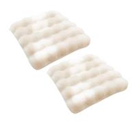 Xafrstyu Fluffy Faux Fur Seat Cushions, Non-Slip Plush Chair Pads for Kitchen, Office, Dining, White, Set of 2 (40X40CM)