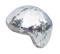 Xafrstyu Melted Mirror Disco Ball Ornament - Modern Aesthetic Reflective Sphere for Living Room, Desk, Shelf Decoration, Unique Handcrafted Home Accent Piece (Silver)