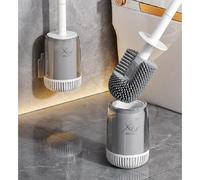 Xafyr® Brush - Silicone Toilet Brush - Patented Toilet Brush & Holder with Wall Mounting No Drilling, White Handle & Grey Bristles, Antibacterial, Turbo Drying, Innovative & Hygienic