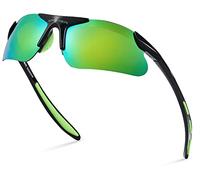 Xagger Kids Youth Polarized Sports Sunglasses for Boys Girls Baseball Softball Glasses TR90 Frame, Black | Green Mirror, Age 8-14