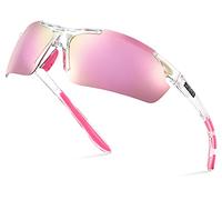 Xagger Sports Sunglasses Polarized Wrap Around Sunglasses for Men Women Lightweight UV400, Transparent | Pink Mirror, One Size
