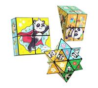 XAGMODSHN 1. Adorable Panda Puzzle Cubes, Transformable Travel Stress Relief Toy, Geometric Building Blocks for & Twist Folding Panda Cube