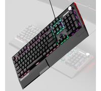XAGMODSHN 104Key Full Size USB Cord RGBs Mechanical Keyboards with Integrated Wrist Rest Waterproof Design Hot Swappable Switches Hot Swappable Keyboards
