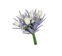 XAGMODSHN 13Inch Artificial Tulips And Lavender Bouquet With Baby Breath For Wedding Home Decoration Silk Flower Arrangements