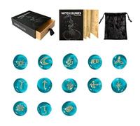 XAGMODSHN 13Pcs Glass Runes Stone Irregular Divination Runes Stone With Instruction And Storage Bag Heal Gift Decoration Glass Signs Roundels Sacred Symbol Engraved Pocket