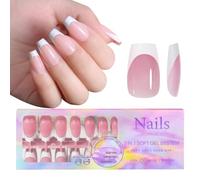 XAGMODSHN 150Pcs Press On Nails False Tips 3 in 1 Pre-Colored French Nails Fake Nails 14 Sizes for Extension