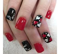 XAGMODSHN 24pcs Valentine's Day Press On Nails Short Square Shape Acrylic False Nails With Heart Designs for Fashionable Women