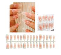 XAGMODSHN 30Pieces Long Ballet Fake Nails French Nails Square Head False Full Press on Nails Tips