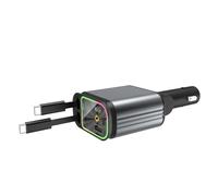 XAGMODSHN 4 In 1 Car Charging Adapter With Star Projector Light Retractable Cable Double USB C & USB A Fast Car Charging For Phone