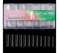 XAGMODSHN 504x/Set Soft Gels Tips Press On Extra Long Full Tips Clear Tips Ballerinas False Nails for Salons