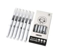 XAGMODSHN 6 Pcs Gel Pen Set Straight Liquid Pen Smooth Writing Pen 0.5mm Black Inks Gel Inks Pen Journaling Pen for School
