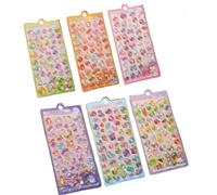 XAGMODSHN 6Sheets Crystal Diamonds Embossed Stickers for Children Creativity Project Scrapbooking Decoration Learning Development Embossed Stickers