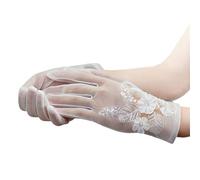 XAGMODSHN Breathable Short Bridal Gloves Soft Mesh Fabric Ornate Lace Trim Ideal For Weddings Breathable Mesh Bridal Gloves