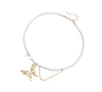 XAGMODSHN Butterfly Heart Shape Zircon Pearls Fringe Elegant Alloy Necklace For Women Stylish Daily Jewelry