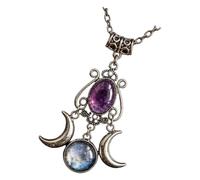 XAGMODSHN Charm Design Necklace Ornate Glass Pendant Alloy Construction | for Dark Wardrobe Pairing Party Dressing Memorable Accent Piece Appeal