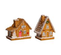 XAGMODSHN Christmas Themed Resin Glowing Cottages With LED Light For Holiday Homes Decors Tiny Landscape Resin Holiday Ornament