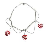 XAGMODSHN Colorful Necklace Tassels Red Heart Pendant Clavicle Chain Accessory with Delicate Craftsmanship Tribal Jewelry