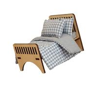 XAGMODSHN Double Bed Model House 1: 12 Scale Dollhouses Tiny Bedroom Furniture and Model Displays Doll Furniture Wood Collector Wooden Natural Wood Miniature