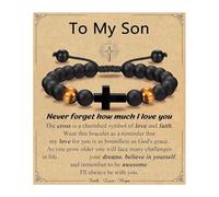 XAGMODSHN First Communion Crosses Adjustable for Boys Gifts from Dad Mum Grandparents Godfather Religious Ceremony Tigers Eye Stone