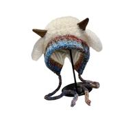XAGMODSHN Fleece Winter Hat with Playfulness Sheep Horn Accents Unisex Stretchy Knitted Materials Cold Weather Accessory Polyester Cold Weather Headwear