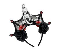 XAGMODSHN Halloween Bride Devil Lace Headband Dark Blood For Carnivals Party Handmade Day Of The Dead Party Costume Devil Headwear