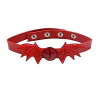 XAGMODSHN Halloween Devil Bat Wing Choker Necklace for Women Girl Cosplay, Leather Bat Wing Neckband Punk Collar Necklace Clubbing Neck Accessory