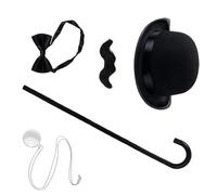 XAGMODSHN Halloween Monopolys Costume Accessories Gentlemen Bowler Hat Mustache Monocle Cane Necktie Rich Rich Uncle Accessories