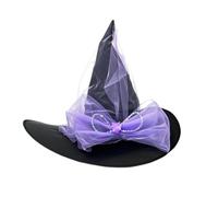 XAGMODSHN Halloween Witch Hat Bowknot Wizard Caps For Women Girls Wizard Cosplay Costume Accessories Light Up Pointed Hat Gifts