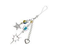 XAGMODSHN Heart Crucifix Flower Bead Keychain Fashionable Beaded Bag Pendant Elegant Phone Lanyard Accessory for Parties Artistic Camera Decoration