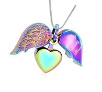 XAGMODSHN Love Pet Ashes Necklace Heart Wing Cremation Jewelry Keepsakes with Secure Compartment Pet Ashes Necklace