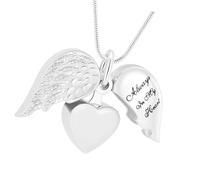 XAGMODSHN Love Pet Ashes Necklace Heart Wing Cremation Jewelry Keepsakes with Secure Compartment Pet Ashes Necklace
