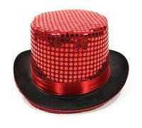 XAGMODSHN Magician Top Hat, Jazz Fedora, Pork Pie Bowler Ringmaster Hat, Red, 7 1/8, Unisex-Adults