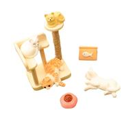 XAGMODSHN Miniature Decor Set, 1/12 Scale Models with Climbing Tree and Bowls for and Display Cats Climbing Tree Figurine Set