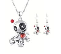 XAGMODSHN Mystical Cursed Toy Necklace and Earrings Set Alternative Styles Cursed Toy Necklace and Earring Combo for Gatherings Alloy Accessories