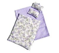 XAGMODSHN Realistic Doll House Bedroom Bedding Set with Print Sheet Pillow Quilt for 1/12 Craft Model Project Display Accessories