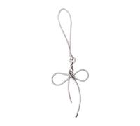 XAGMODSHN Simple Bowknot Phone Lanyard Wrist Strap Silver Color Butterfly Bow Phone Charm Antilost Cellphone Strap Hanging Rope Grip