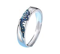 XAGMODSHN Starry-Sky Lover Rings for Couple Van-Gogh Open Vintage Male Adjustable Jewelry Gift Open Rings for Women