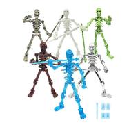 XAGMODSHN Titans Dummies 13 Multi Jointed Movable Small Figures 6 Pack T 13 Skeleton Action Figure Set with Scepters Hand Types Desktop Decorations