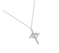 XAGMODSHN Trendy Diamonds Chain with Elegant Sturdy Stainless Steel Crosses Pendant Portable for Stylish Outfits Daily Use Party Dating Accessory