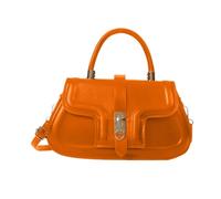 XAGMODSHN Women's Small Vintage Shoulder Bag Stylish PU Leather Handbag with Adjustable Strap, Orange,