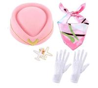 XAGMODSHN Women's Stewardess Costume Accessories With Flight Attendant Hat Plane Pins Air Hostesses Cosplay Accessories Air Hostess Cosplay